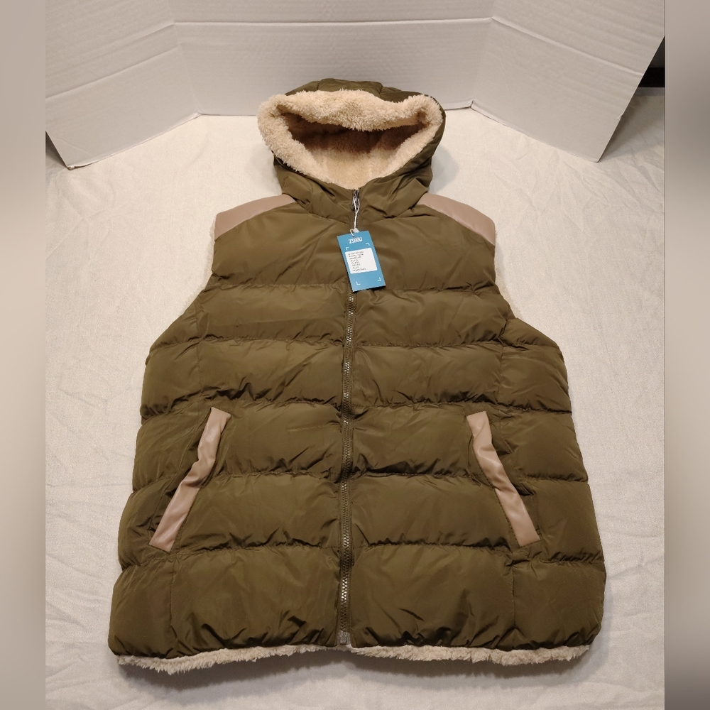 Zshow Hooded Puffer Vest Lined Fleece, Women - XL